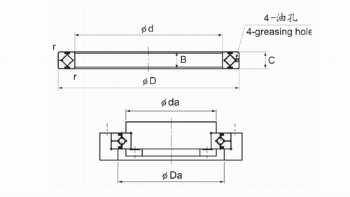 RA系列交叉滚子轴承结构图