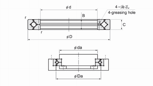 RE系列交叉滚子轴承结构图 RE系列交叉滚子轴承结构图